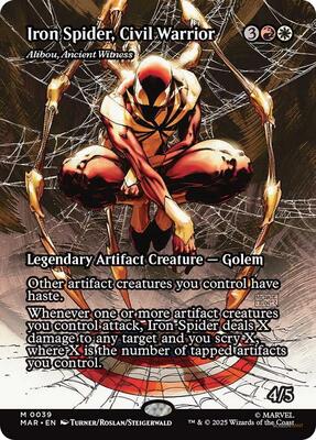 Iron Spider, Civil Warrior - Alibou, Ancient Witness (Borderless) card from Marvel Universe Eternal-Legal