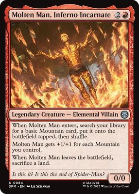 Molten Man, Inferno Incarnate card from Marvel's Spider-Man