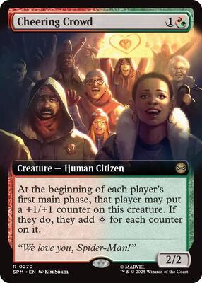 Cheering Crowd (Extended Art) card from Marvel's Spider-Man