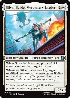 Silver Sable, Mercenary Leader card from Marvel's Spider-Man