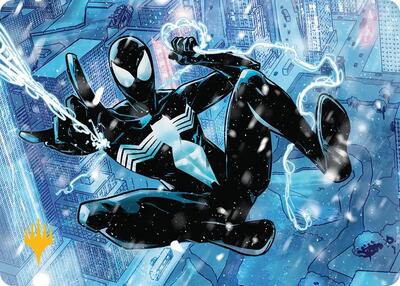 Spectacular Spider-Man (Black) Art Card (Gold-Stamped Planeswalker Symbol) card from Art Series: Marvel's Spider-Man