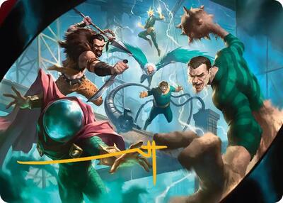 Behold the Sinister Six! Art Card (7/54) (Gold-Stamped Signature) card from Art Series: Marvel's Spider-Man