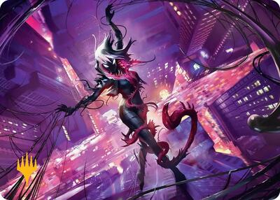 Gwenom, Remorseless Art Card (Gold-Stamped Planeswalker Symbol) card from Art Series: Marvel's Spider-Man