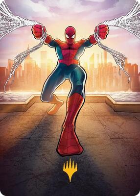 Amazing Spider-Man Art Card (36/54) (Gold-Stamped Planeswalker Symbol) card from Art Series: Marvel's Spider-Man