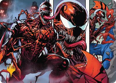 Carnage, Crimson Chaos Art Card (Gold-Stamped Planeswalker Symbol) card from Art Series: Marvel's Spider-Man