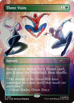 Three Visits (Rainbow Foil) card from Secret Lair Drop Series