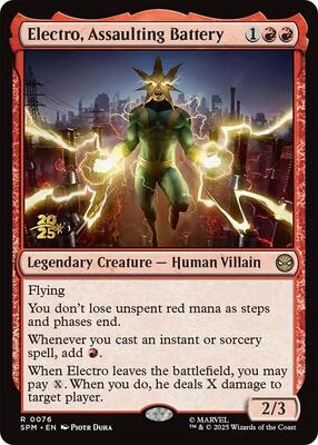 Electro, Assaulting Battery card from Prerelease Cards