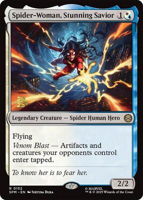 Spider-Woman, Stunning Savior card from Prerelease Cards