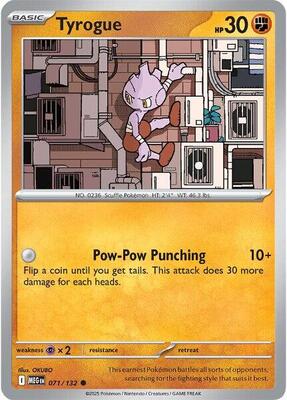 Tyrogue card from ME01: Mega Evolution