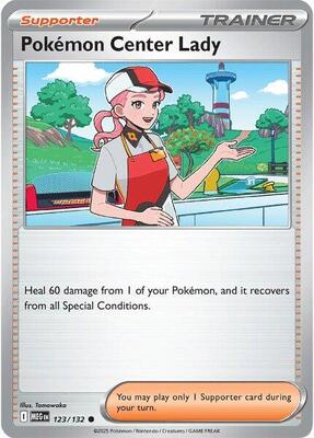 Pokemon Center Lady card from ME01: Mega Evolution
