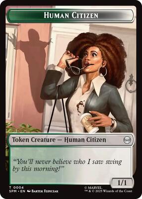 Human Citizen // Treasure Double-Sided Token card from Marvel's Spider-Man
