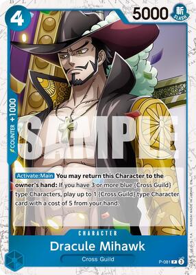 Dracule Mihawk - P-081 (Pirate Foil) card from Premium Booster -The Best- Vol. 2