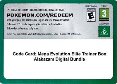 Code Card - Mega Evolution Elite Trainer Box Alakazam Digital Bundle card from ME01: Mega Evolution