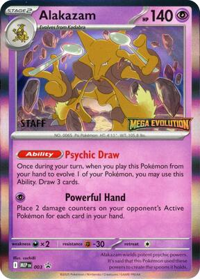 Alakazam - 003 [Staff] card from ME: Mega Evolution Promo