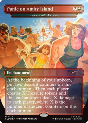 Panic on Amity Island - Descent into Avernus (Rainbow Foil) card from Secret Lair Drop Series