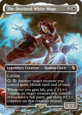 The Destined White Mage (Borderless) card from Commander: FINAL FANTASY