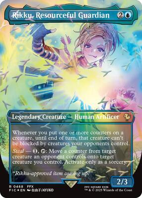 Rikku, Resourceful Guardian (Borderless) (Chocobo Track Foil) card from Commander: FINAL FANTASY