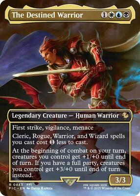 The Destined Warrior (Borderless) card from Commander: FINAL FANTASY
