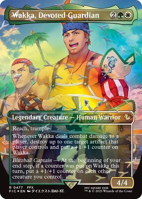 Wakka, Devoted Guardian (Borderless) (Chocobo Track Foil) card from Commander: FINAL FANTASY