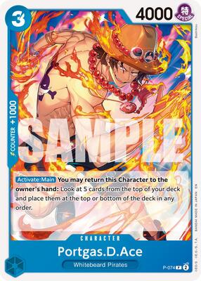 Portgas.D.Ace - P-074 (Pirate Foil) card from Premium Booster -The Best- Vol. 2