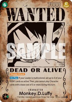 Monkey.D.Luffy (118) (Wanted Poster) card from Carrying On His Will