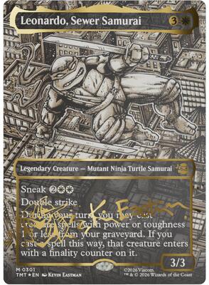 Leonardo, Sewer Samurai (Borderless) (Gold-Stamped Signature) card from Teenage Mutant Ninja Turtles