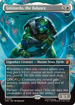 Leonardo, the Balance (0001) (Borderless) card from Commander: Teenage Mutant Ninja Turtles