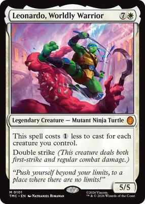 Leonardo, Worldly Warrior card from Commander: Teenage Mutant Ninja Turtles