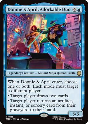 Donnie & April, Adorkable Duo card from Commander: Teenage Mutant Ninja Turtles