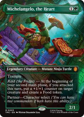 Michelangelo, the Heart (0005) (Borderless) card from Commander: Teenage Mutant Ninja Turtles