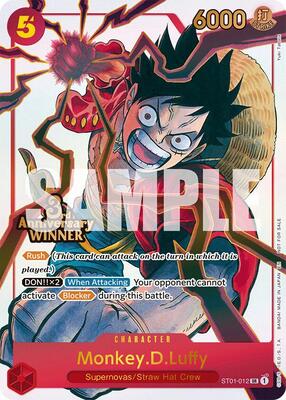 Monkey.D.Luffy - ST01-012 (3rd Anniversary Winner) card from One Piece Promotion Cards