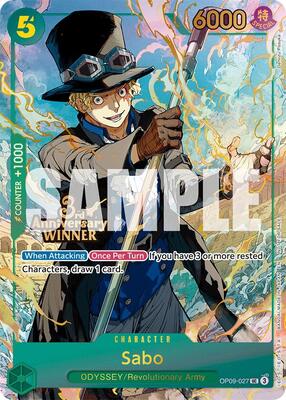 Sabo - OP09-027 (3rd Anniversary Winner) card from One Piece Promotion Cards