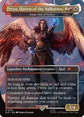 Freya, Queen of the Valkyries - Iroas, God of Victory card from Secret Lair Drop Series