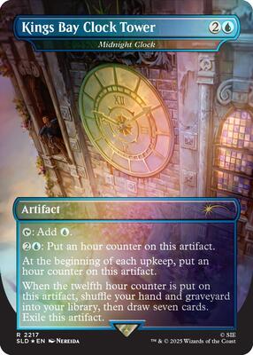 Kings Bay Clock Tower - Midnight Clock (Rainbow Foil) card from Secret Lair Drop Series