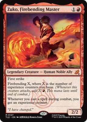 Zuko, Firebending Master card from Avatar: The Last Airbender: Eternal-Legal