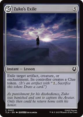Zuko's Exile card from Avatar: The Last Airbender