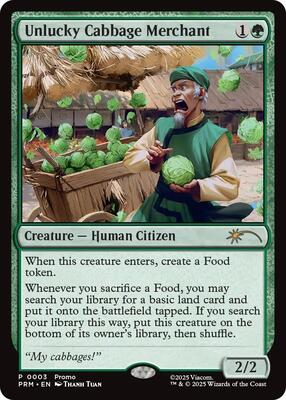 Unlucky Cabbage Merchant card from Unique and Miscellaneous Promos