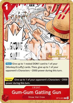 Gum-Gum Gatling Gun card from Carrying On His Will: 3rd Anniversary Tournament Cards