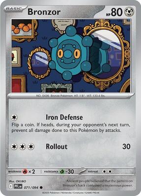 Bronzor card from ME02: Phantasmal Flames