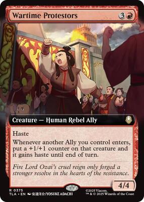 Wartime Protestors (Extended Art) card from Avatar: The Last Airbender