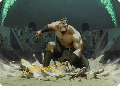 The Boulder, Ready to Rumble Art Card (Gold-Stamped Signature) card from Art Series: Avatar: The Last Airbender