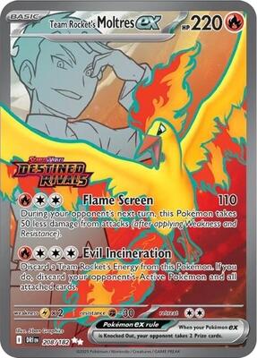 Team Rocket's Moltres ex - 208/182 (Destined Rivals Stamp) card from Miscellaneous Cards & Products