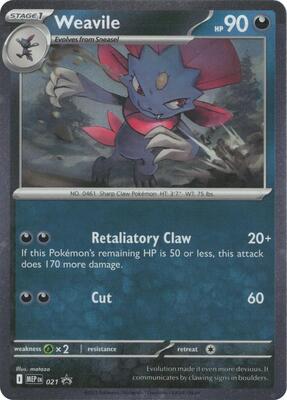 Weavile (Cosmos Holo) card from ME: Mega Evolution Promo