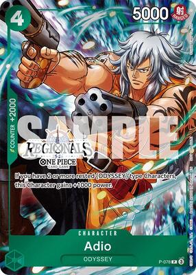 Adio (Online Regional Participation Pack 2025 Vol.1) card from One Piece Promotion Cards