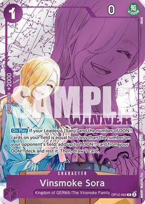 Vinsmoke Sora (Winner Pack 2026 Vol. 1) card from One Piece Promotion Cards