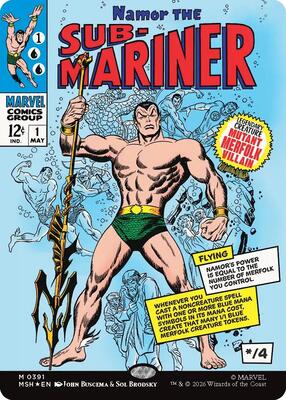 Namor the Sub-Mariner (Borderless) (0391) card from Marvel Super Heroes