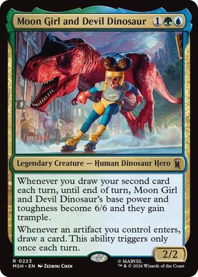 Moon Girl and Devil Dinosaur card from Marvel Super Heroes