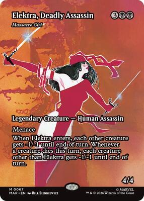 Elektra, Deadly Assassin - Massacre Girl (Borderless) card from Marvel Universe Eternal-Legal