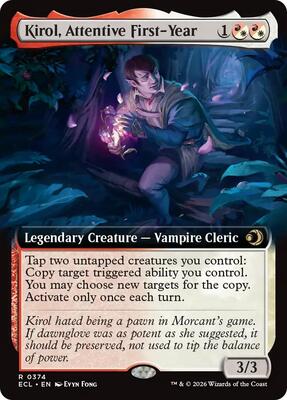 Kirol, Attentive First-Year (Extended Art) card from Lorwyn Eclipsed