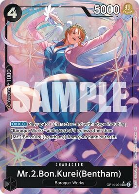 Mr.2.Bon.Kurei (Bentham) (Alternate Art) card from The Azure Sea's Seven
